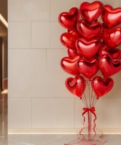 red heart shaped baloons