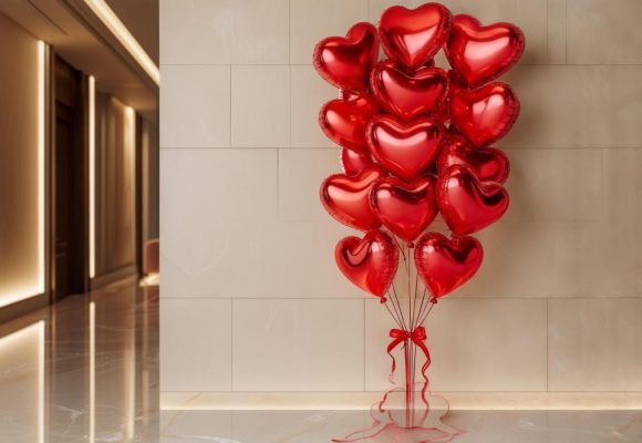 red heart shaped baloons