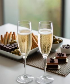 dzirkstošais vīns un uzkodas